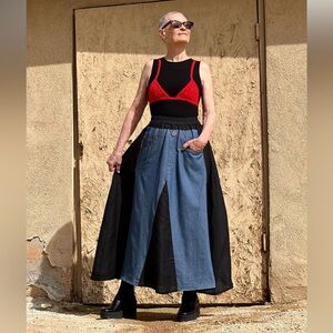 FASHION BRAND COMPANY 👖 Black & Blue Jeans Skirt